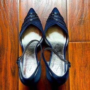 Adrianna Papell Navy Heels with Black Accents